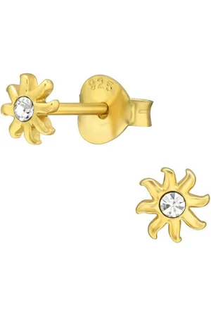 ALEXANDER YORK Paar Ohrstecker SONNE in Gold Kristall in weiß, 2-tlg., 925 Sterling Silber - Verkäufer: