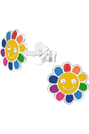 ALEXANDER YORK Paar Ohrstecker BLUME mit Gesicht regenbogenfarben, 2-tlg., 925 Sterling Silber - Verkäufer: