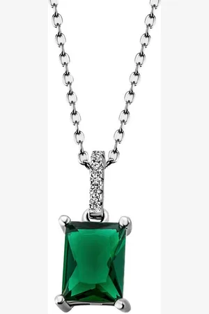 Firetti Kette mit Anhänger Schmuck Geschenk Silber 925 Halsschmuck Halskette Ankerkette Stein, mit Glasstein, Zirkonia (synth)