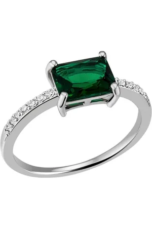 Firetti Fingerring Schmuck Geschenk Silber 925 Silberring Cocktailring grün, mit Glasstein, Zirkonia (synth)