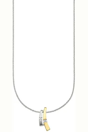 Bruno Banani Kette mit Anhänger Schmuck Geschenk Silber 925 Halsschmuck Halskette Ankerkette, mit Zirkonia (synth)