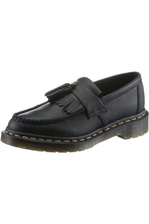 Dr. Martens Black Virginia Adrian Mokassin Chunky Slipper, Schlupfschuh mit modischer Tassel - schmale Form