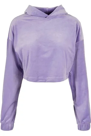 Urban classics Kapuzenpullover Damen Ladies Cropped Velvet Oversized Hoody (1-tlg)