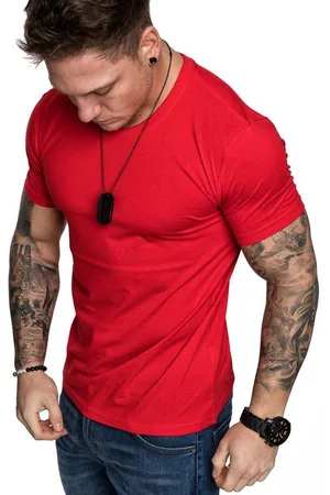 amaci T-Shirt LANCASTER Basic T-Shirt mit Rundhalsausschnitt Herren Einfarbig Vintage Rundhalsausschnitt Basic Crew Neck Shirt - Verkäufer: