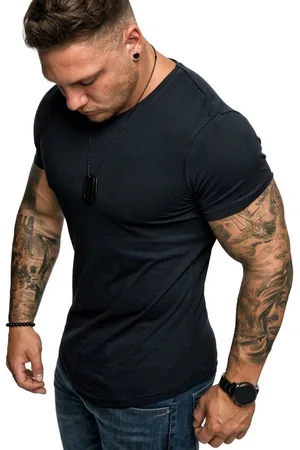 amaci T-Shirt TACOMA Basic T-Shirt mit Rundhalsausschnitt Herren Einfarbig Vintage Rundhalsausschnitt Basic Crew Neck Shirt - Verkäufer: