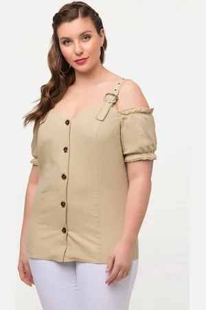 Ulla Popken Trachtenbluse Trachtenbluse Leinenmix Spitze zum Knöpfen Halbarm - Verkäufer: Popken Fashion Group