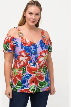 Ulla Popken Trachtenbluse Trachtenbluse Leinenmix Spitze zum Knöpfen Halbarm - Verkäufer: Popken Fashion Group