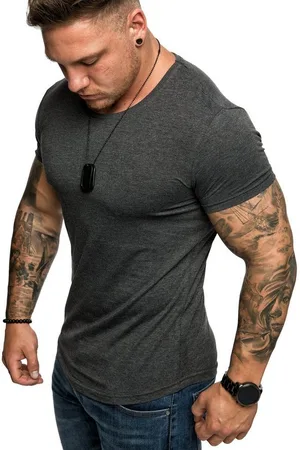 amaci T-Shirt TACOMA Basic T-Shirt mit Rundhalsausschnitt Herren Einfarbig Vintage Rundhalsausschnitt Basic Crew Neck Shirt - Verkäufer: