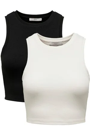 ONLY Shirttop Cropped Tank Top 2-er Stück Pack Kurzes Basic Set ONLVILMA (2-tlg) ONLVILMA S/L CROPPED TANK TOP JRS NOOS - Verkäufer: ARIZONAS