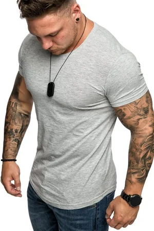 amaci T-Shirt TACOMA Basic T-Shirt mit Rundhalsausschnitt Herren Einfarbig Vintage Rundhalsausschnitt Basic Crew Neck Shirt - Verkäufer: