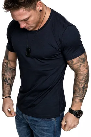 amaci T-Shirt LANCASTER Basic T-Shirt mit Rundhalsausschnitt Herren Einfarbig Vintage Rundhalsausschnitt Basic Crew Neck Shirt - Verkäufer: