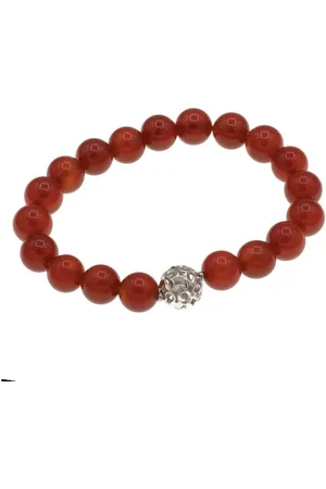 Bella Carina Perlenarmband Armband mit Karneol Perlen 10 mm und Silberperle, mit 1 Perle aus 925 Silber rhodiniert - Verkäufer: