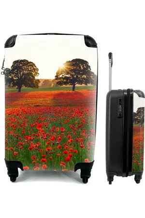 MuchoWow Handgepäckkoffer Mohnblumen - Blumenfeld - Sonne, 4 Rollen, Reisetasche mit rollen, Handgepäck für Ferien, Trolley, Reisekoffer - Verkäufer: GmbH