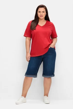 Sheego Jeansbermudas Große Größen mit fixierbarem Aufschlag