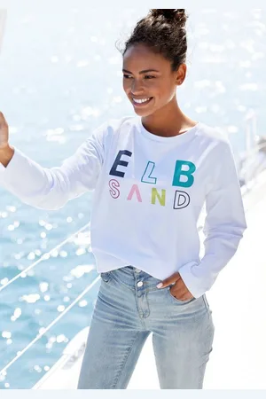 ELBSAND Sweatshirt Aliisa mit Logodruck vorne, Basic-Passform, sportlich-casual