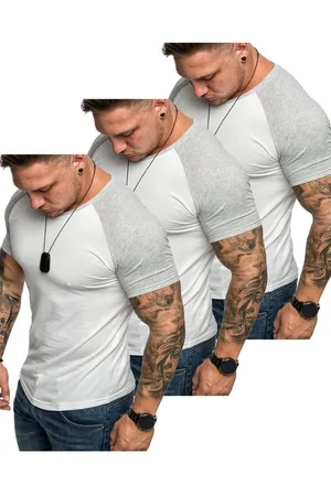 amaci T-Shirt 3. OMAHA 3er-Pack T-Shirts (3er-Pack) Herren Basic Oversize Kontrast Raglan T-Shirt - Verkäufer: