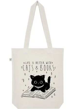 Youth Designz Tragetasche "Cats & Books" Jutebeutel Tasche Lange Henkel, mit trendigem Print - Verkäufer: EmDa Trading GmbH