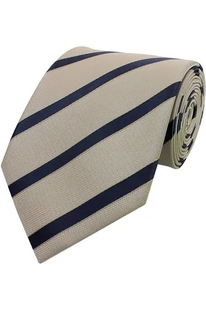 Fabio Farini Krawatte Gestreifte Herren Krawatten - klassische Schlips in 8cm Breite (ohne Box, Gestreift) Breit (8cm), Beige/Schwarz - Verkäufer:
