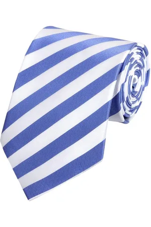 Fabio Farini Krawatte gestreifte Herren Krawatte - Tie mit Streifen in 6cm oder 8cm Breite (ohne Box, Gestreift) Breit (8cm), Royalblau/Weiß - Verkäufer: