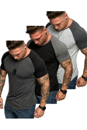 amaci T-Shirt 3. OMAHA 3er-Pack T-Shirts (3er-Pack) Herren Basic Oversize Kontrast Raglan T-Shirt - Verkäufer:
