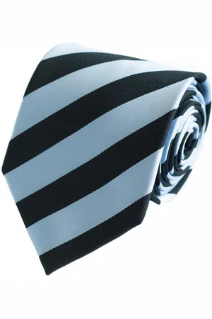 Fabio Farini Krawatte gestreifte Herren Krawatte - Tie mit Streifen in 6cm oder 8cm Breite (ohne Box, Gestreift) Schmal (6cm), Schwarz/Himmelblau - Verkäufer: