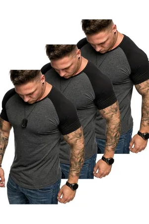 amaci T-Shirt 3. OMAHA 3er-Pack T-Shirts (3er-Pack) Herren Basic Oversize Kontrast Raglan T-Shirt - Verkäufer:
