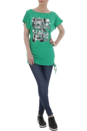 Ital-Design Kurzarmshirt Damen Freizeit Print Stretch T-Shirt in - Verkäufer: