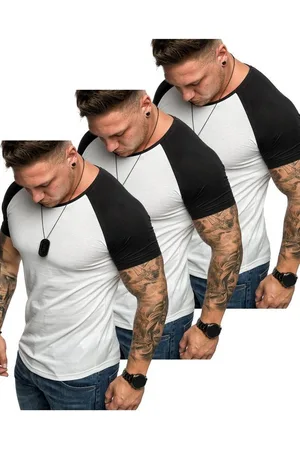 amaci T-Shirt 3. OMAHA 3er-Pack T-Shirts (3er-Pack) Herren Basic Oversize Kontrast Raglan T-Shirt - Verkäufer: