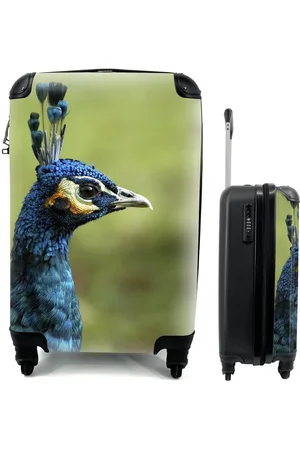 MuchoWow Handgepäckkoffer Pfau - Porträt - Blau, 4 Rollen, Reisetasche mit rollen, Handgepäck für Ferien, Trolley, Reisekoffer - Verkäufer: GmbH