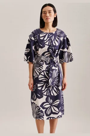 Seidensticker Sommerkleid Schwarze Rose Kurzarm Rundhals Druck