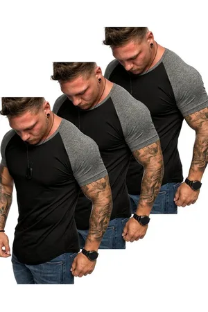 amaci T-Shirt 3. OMAHA 3er-Pack T-Shirts (3er-Pack) Herren Basic Oversize Kontrast Raglan T-Shirt - Verkäufer: