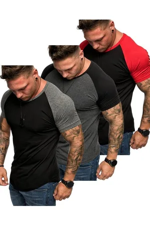 amaci T-Shirt 3. OMAHA 3er-Pack T-Shirts (3er-Pack) Herren Basic Oversize Kontrast Raglan T-Shirt - Verkäufer: