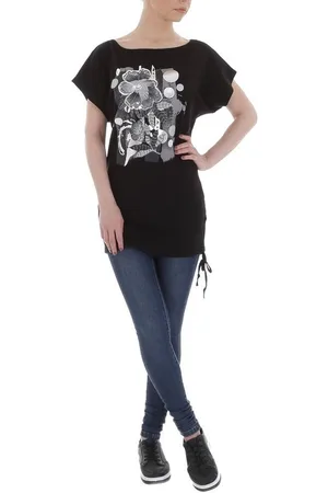 Ital-Design Kurzarmshirt Damen Freizeit Print Stretch T-Shirt in - Verkäufer: