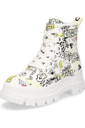 Buffalo Damen Schnürboot Aspha Graffiti weiß Sommerboots - Verkäufer: Schuhe Shop