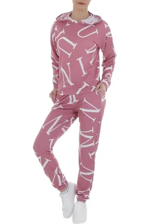 Ital-Design Jogginganzug Damen Freizeit, Kapuze Textprint Stretch Jogging- & Freizeitanzug in Altrosa - Verkäufer: