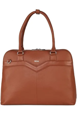 Socha Laptoptasche Diamond Couture Cognac, Leder Businesstasche/Laptoptasche/Aktentasche Damen - 15 Zoll - Vollausstattung - Schultergurt - silberne Beschläge - Verkäufer: