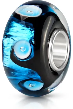 Materia Bead Glasperle Punkte Glitzerfolie Schwarz Blau 1483, Kern aus 925 Sterling Silber - Verkäufer: Schmuck