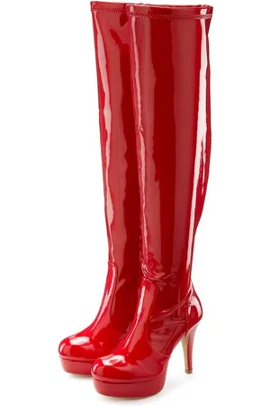 Lascana High-Heel-Stiefelette mit Plateau, Overkneestiefel in erotischer Lack-Optik