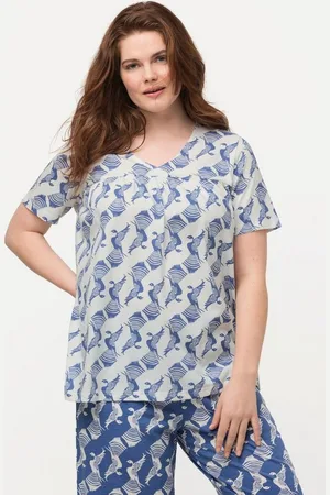 Ulla Popken Pyjama Pyjama-Shirt Tauben V-Ausschnitt Halbarm - Verkäufer: Popken Fashion Group