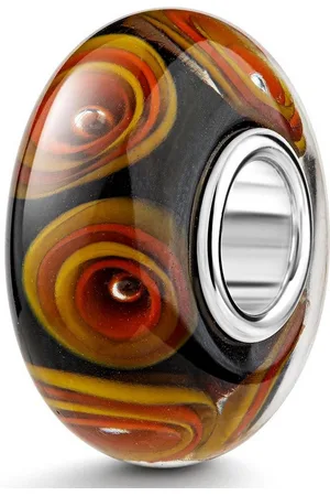 Materia Bead Glasperle Element Kreise Schwarz Orange Gelb 1661, Kern aus 925 Sterling Silber - Verkäufer: Schmuck