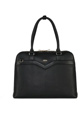 Socha Laptoptasche Diamond Couture Black, Leder Businesstasche/Laptoptasche/Aktentasche Damen - 15 Zoll - Vollausstattung - Schultergurt - goldene Beschläge - Verkäufer: