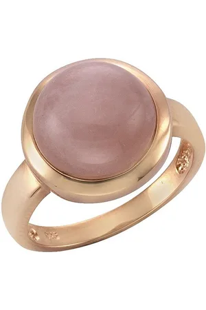 Zeeme Fingerring 925 Sterling Silber rosé-vergoldet mit echtem Rosenquarz 12mm