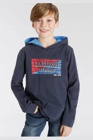 KangaROOS Kapuzenshirt für Jungen Langarm, Basic-Passform, mit trendigem Druck
