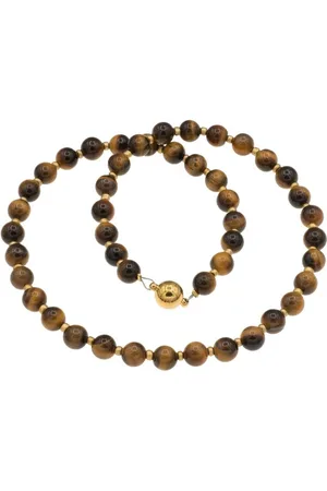 Bella Carina Perlenkette Kette mit Tigerauge Perlen und kleinen goldfarbenen Glasperlen, mit Tigerauge und kleinen goldfarbenen Glasperlen - Verkäufer: