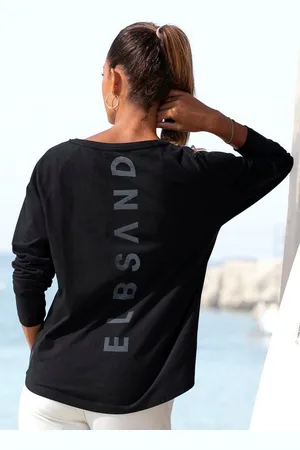 ELBSAND Longsleeve Tinna mit Logodruck hinten, Langarmshirt aus Baumwoll-Mix, sportlich-casual