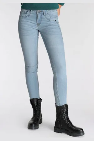 ARIZONA 7/8-Jeans mit Keileinsätzen extra-enger Schnitt, Used-Look-Waschung, niedrige Leibhöhe