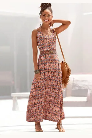 Lascana Maxikleid mit Ethnoprint und verstellbaren Trägern, Sommerkleid, Strandkleid
