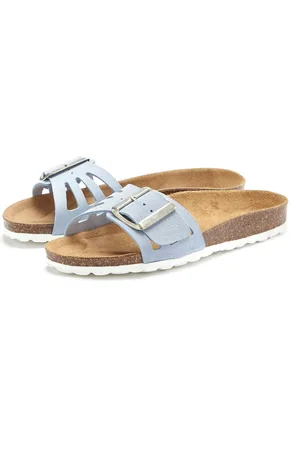 ELBSAND Sandale Pantolette Mule, offener Schuh aus Leder mit weichem Komfortkorkfußbett