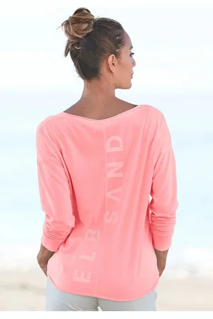 ELBSAND Langarmshirt Raina mit Logoprint hinten, Longsleeve aus Baumwoll-Mix