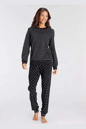 VIVANCE DREAMS Pyjama (2 tlg) aus weichem Frottée mit Streifen und Herzen